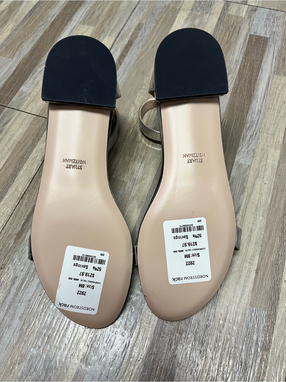 Stuart Weitzman Metallic Silver Ankle-Strap Sandals - Picture 6 of 6